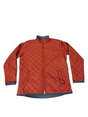 Peter Millar Rust Orange Suffolk Quilted Travel Coat